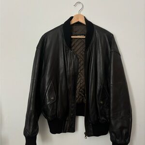 Vintage Armani Padded Leather Bomber